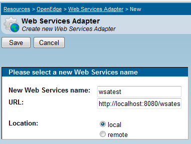 Create new Web Services Adapter