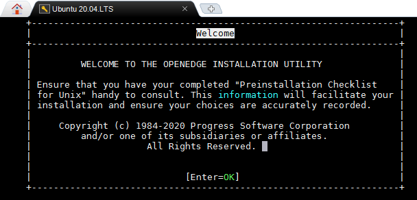 OpenEdge Installation Welcome page
